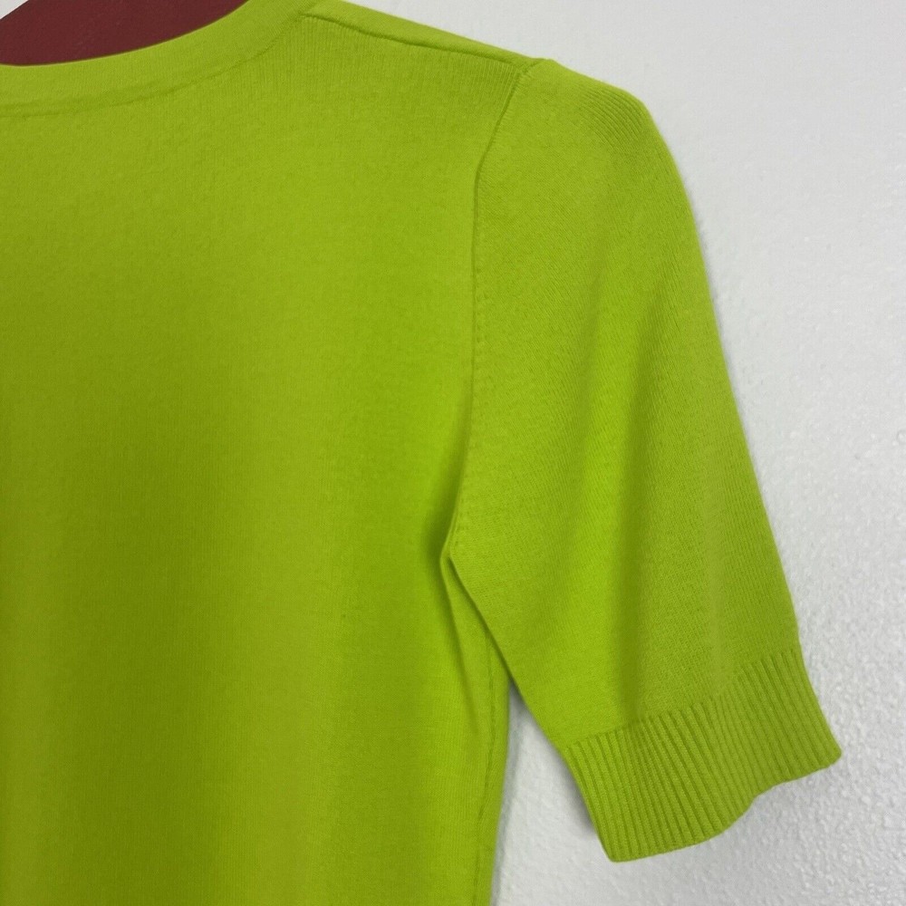 Vintage 90’s Lime Green Stretch Knit Short Sleeve Top S/M - Picture 9 of 10